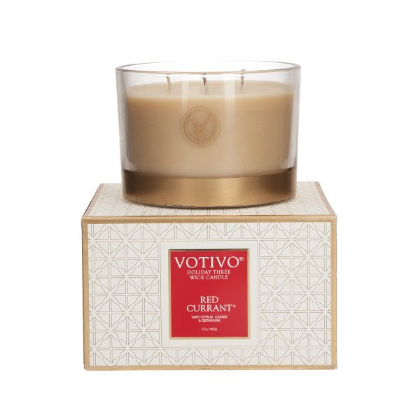 Votivo - Red Currant 17 oz Candle Three Wick Holiday Candle