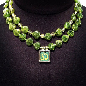 Jewelry, Green Garnet /Citrine Gemstones with OHM Pendant.