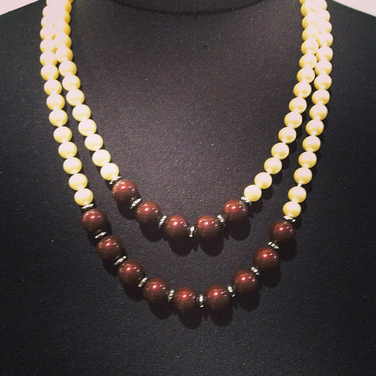 Jewelry, 2 pcs. Set Fun Faux Pearls two tone 20”& 24”.