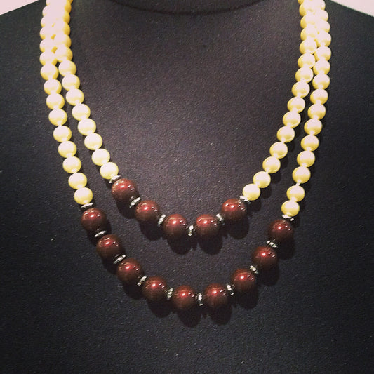 Jewelry, 2 pcs. Set Fun Faux Pearls two tone 20”& 24”.